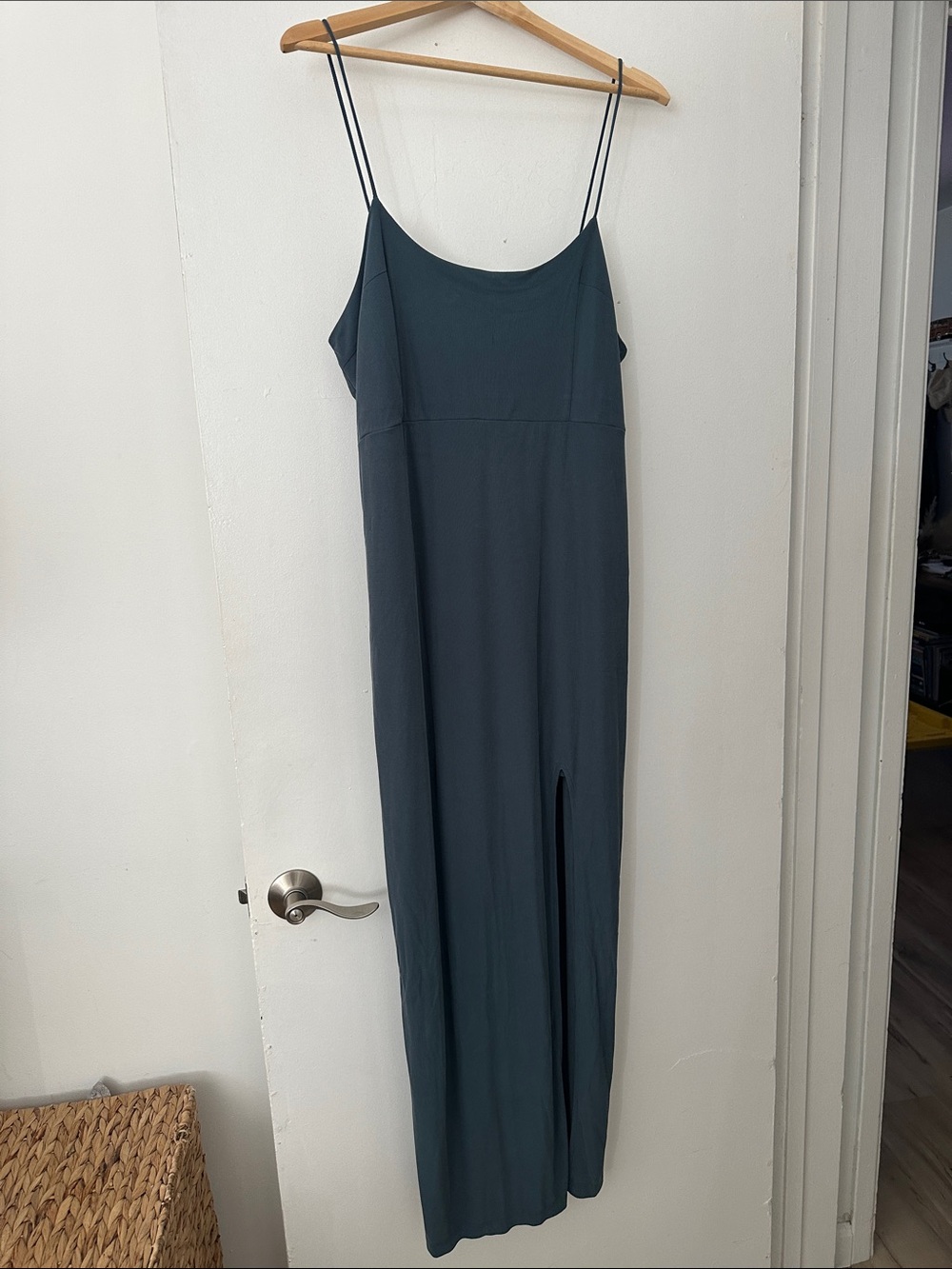 Wild Fable Blue/Green/Teal Midi Slip Dress with Side Slit